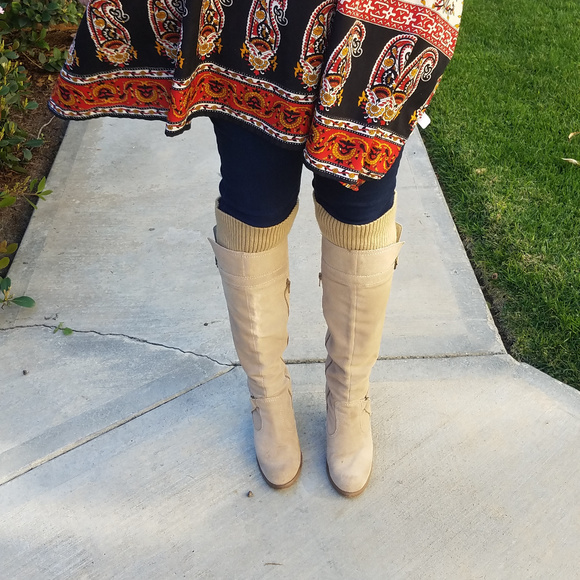 over the knee boots suede taupe
